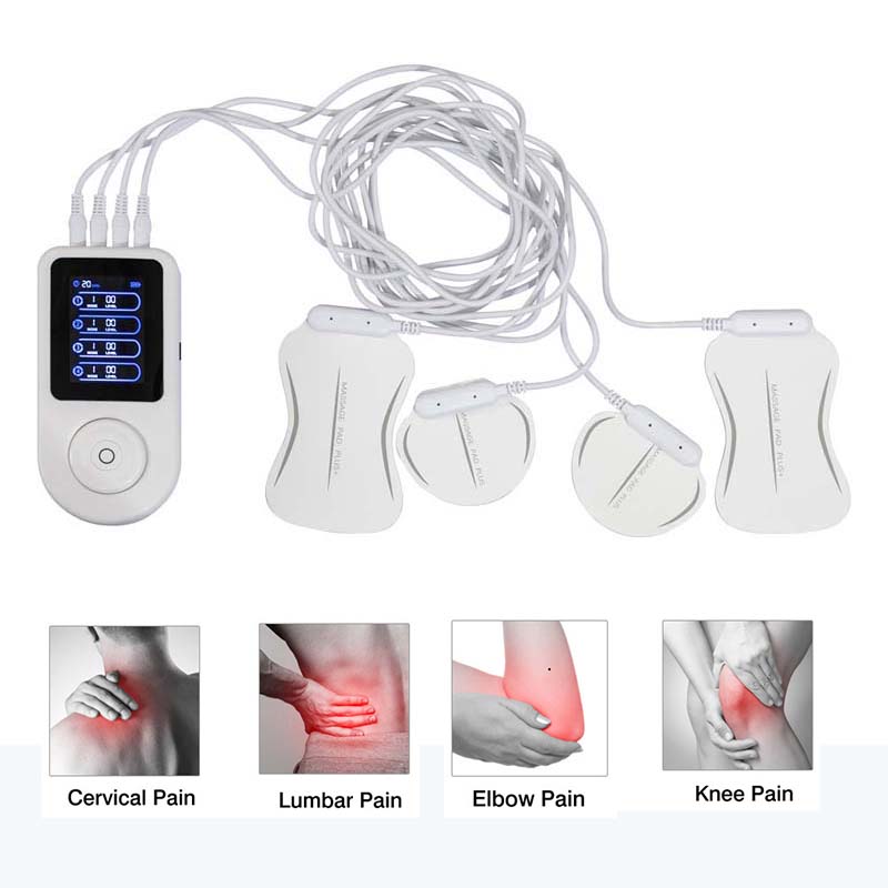 How does the Tens EMS machine relieve shoulder and neck stiffness in the office?